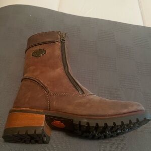 Harley-Davidson Brown Leather Zip-Up Boots women’s
